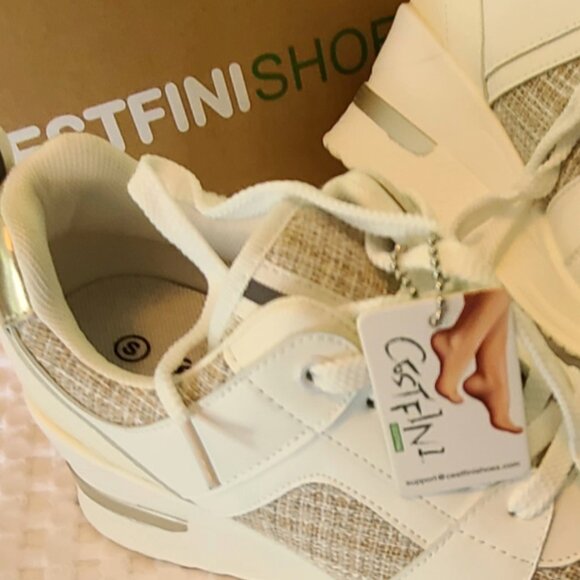 Women's Like New Cestfini High Heeled Wedge Sneakers, Fashion Platform/Hidden We - Picture 16 of 16